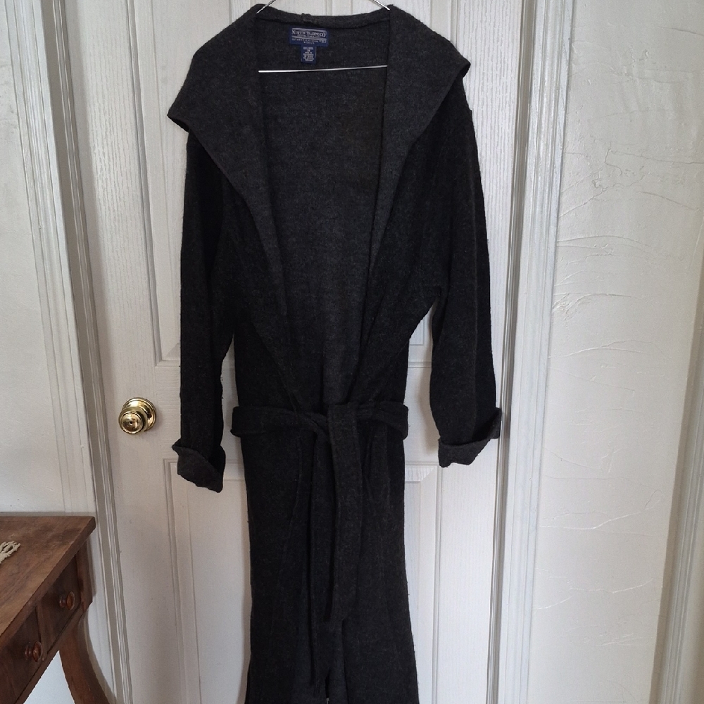 Newton Trading Co Charcoal Hooded Long Wool Coat